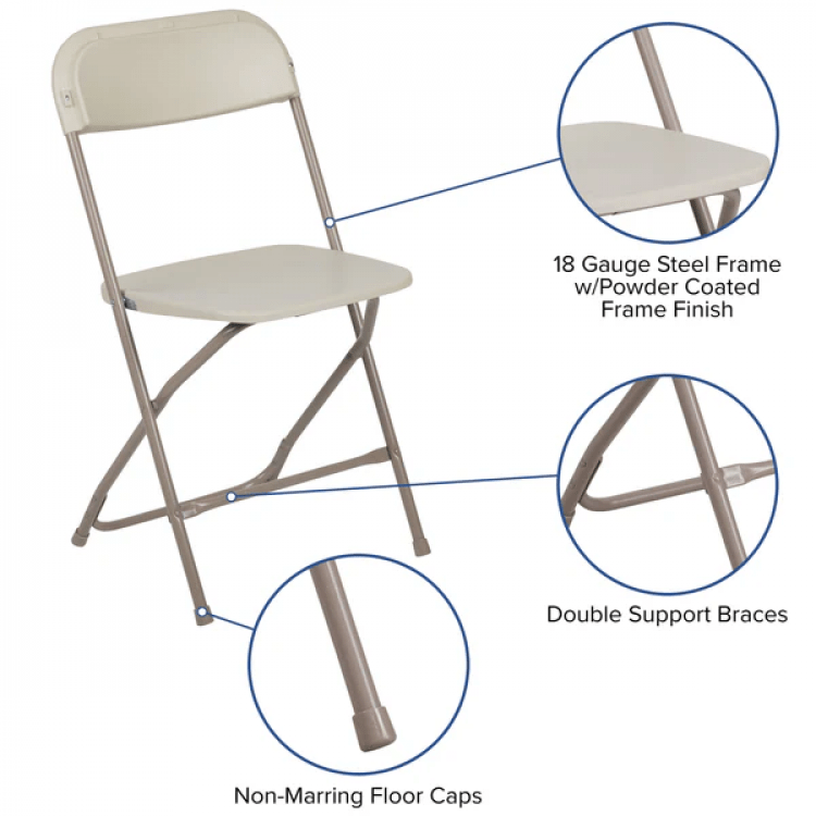 Heavy-Duty Plastic and Steel Combination Folding Chairs