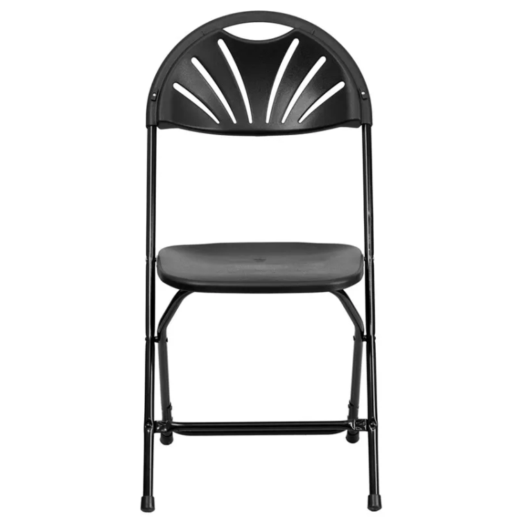 Black Fan Back Folding Chairs.
