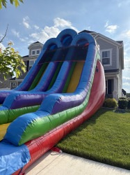 image1 1749936584 18' Retro Rainbow 🌈 Double Bay Water Slide – Wet Only 💦